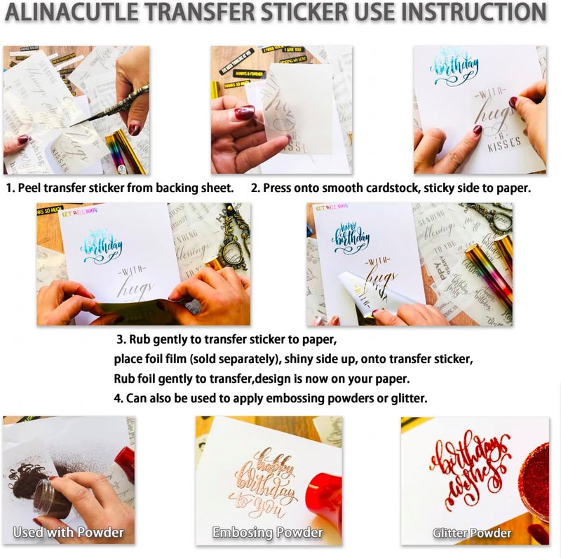JBQUEEN 3pc Spring Florals Leaf Stick & Shine Foil Transfer Sticker Paper for Handmade Card Making Scrapbooking and Album Journal Invitation Letter Decoration Hot Foil Transfer Printing Adhesive Sheets - Image 4